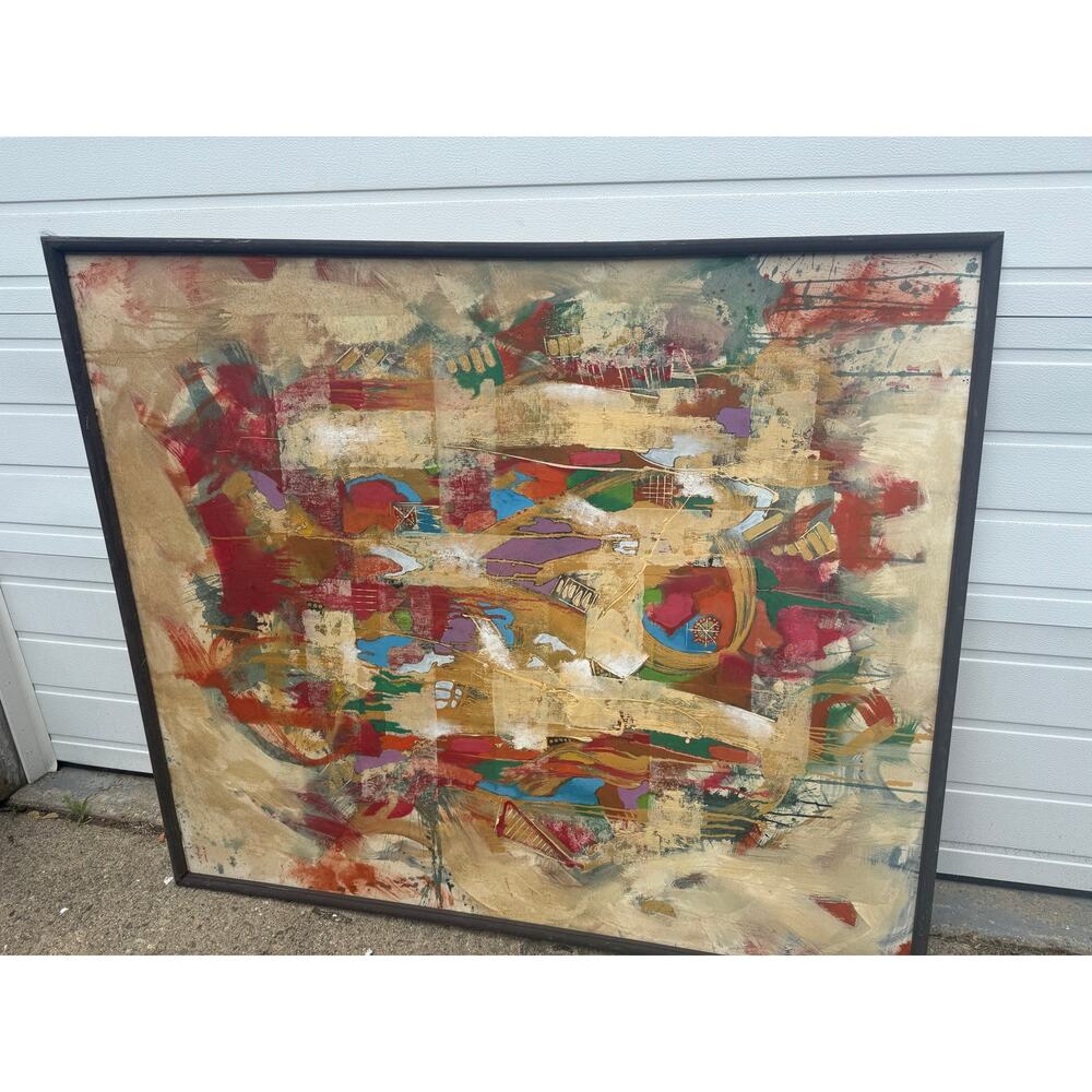Original Signed Wayan Cameng Bali Artist Large Abstract Mural 61X53" - Picture 2 of 14